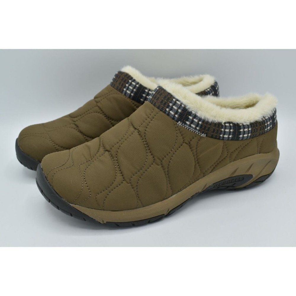 Merrell Womens Size 8 Encore Ice 4 Puff Kangaroo Brown Slip On Mules Clogs Shoes